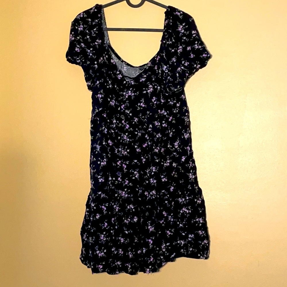 Black floral mini-dress